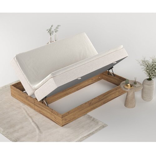 Maison de R&amp;ecirc;ve bež/u prirodnoj boji boxspring krevet s prostorom za odlaganje 200x200 cm faro &amp;ndash; Slike
