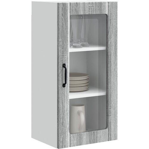  Zidni stakleni ormarić 2 pcs Siva Sonoma 40 x 31 x 80 cm Slike
