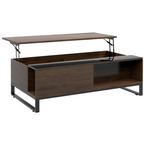 Nesta Klubska mizica z dvižno funkcijo, orehovo-črna, moderna sedežna mizica iz jekla s shrambo, 102&times;58&times;35,5 cm, za dnevno sobo, (5000493365) Cene