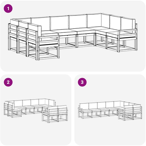  Set vanjskih sofa 9 kom. Prirodna i antracit Smeđa 304 x 190,5 x 73 cm Slike