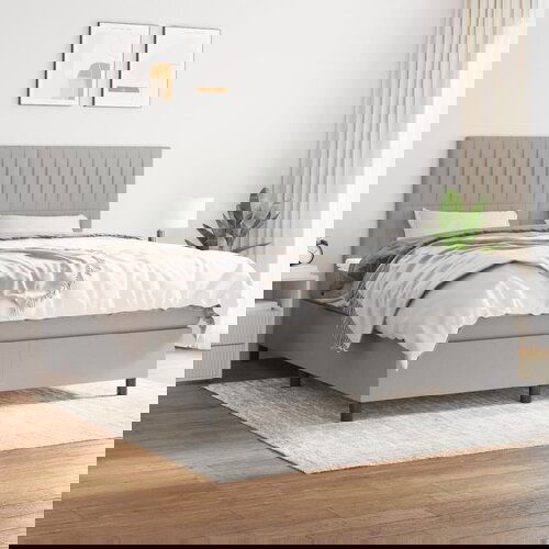 VidaXL Krevet s oprugama i madracem svjetlosivi 180x200 cm od tkanine Slike