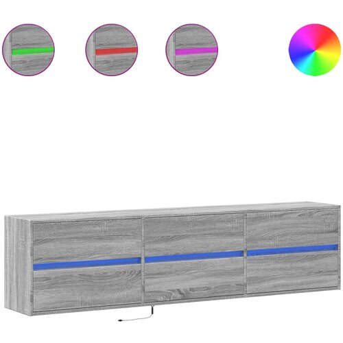 Maison Chic Stenska TV omarica - TV stojalo - Televizijska omarica z LED lučkami siva sonoma 180x31x45 cm, (21701165) Cene