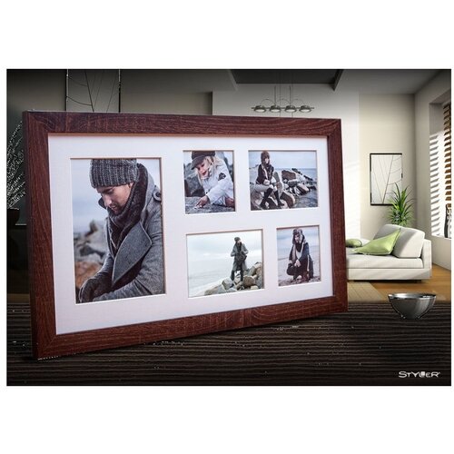 Styler Temno rjav okvir za 5 fotografij Narvik, 51 x 27 cm Slike
