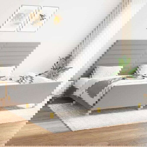  Posteljni okvir z vzglavjem svetlo siv 160x200 cm blago, (20904196) Slike