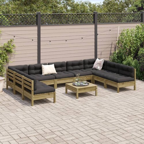  10-dijelni set vrtnih sofa s jastucima od impregnirane borovine Slike
