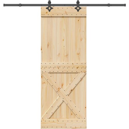 vidaXL Drsna vrata s kompletom vodil 85x210 cm trdna borovina Cene