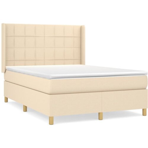 Maison Chic Box spring postelja - Vzmetna postelja z vzmetnico krem 140x190 cm blago SL19724, (21880231) Cene