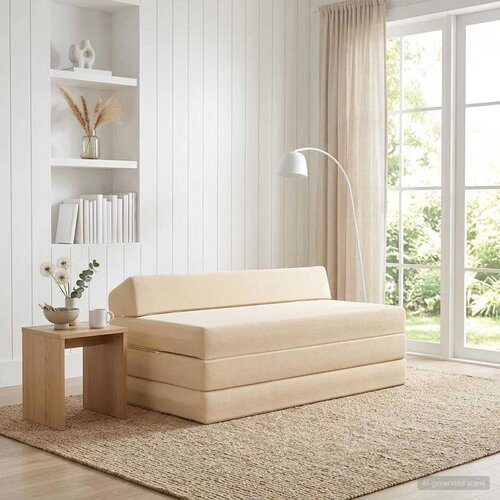 SOFA na razvlačenje Krem 120 x 60 x 49 cm Tkanina Cijene