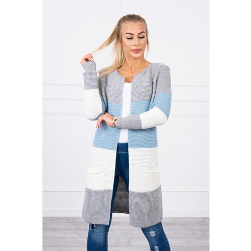 Kesi Sweater Cardigan in the straps gray+azure Cene