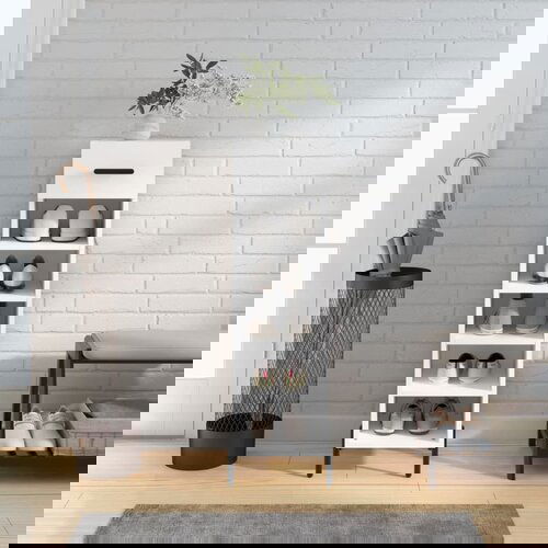 The Living Store Omarica za čevlje bela 30x35x105 cm inženirski les - Omarica Za Čevlje, (21430781) Slike