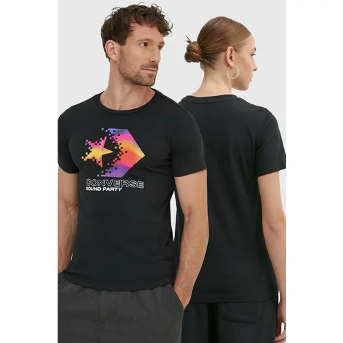 Converse Bombažna kratka majica črna barva, 10026364-A02