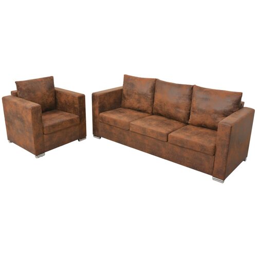  2-dijelni set sofa od umjetne bru&amp;scaron;ene kože Slike