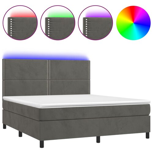 Maison Chic Box spring postelja - Vzmetna postelja z vzmetnico LED temno siva 160x200 cm žamet SL22153, (21905334) Cene