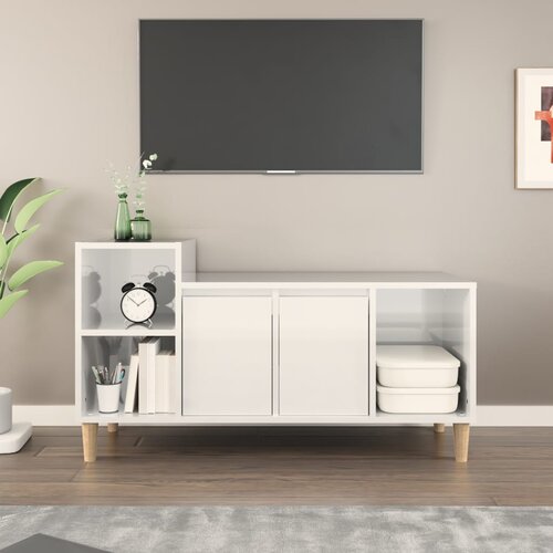 VidaXL TV ormarić sjajni bijeli 100 x 35 x 55 cm od konstruiranog drva Slike