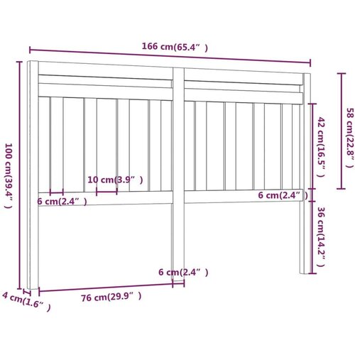  Uzglavlje za krevet bijelo 166 x 4 x 100 cm od masivne borovine Slike