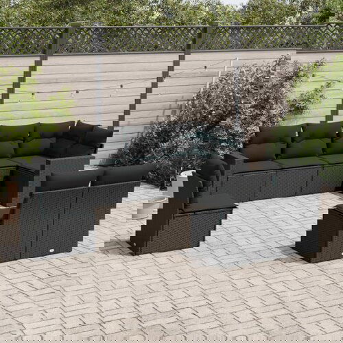 vidaXL 8-dijelni set vrtnih sofa od poliratana s jastucima crni Cijene