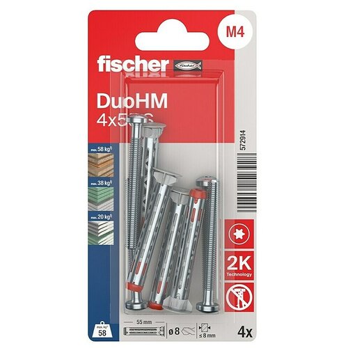 Fischer Vložek za vdolbine DuoHM (&Oslash; x Do: 8 x 55 mm, Kovina, 4 kos, M 4) Cene