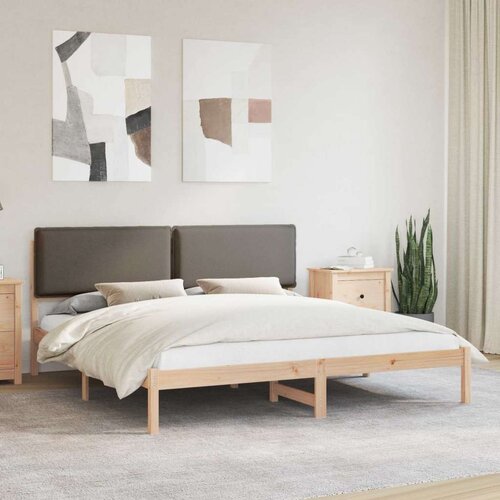  Krevetni okvir s tapiciranim uzglavljem Sivo-smeđa 200 x 200 cm - Smeđa i taupe 200 x 200 cm Cijene