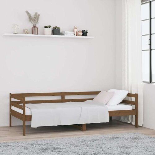  Dnevna postelja medeno rjava 90x190 cm trdna borovina, (20646399) Slike