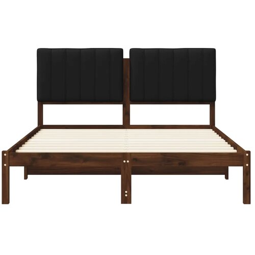  Krevetni okvir s tapiciranim uzglavljem Tamno smeđa i crna - tamno smeđa i crna 140 x 190 cm Slike