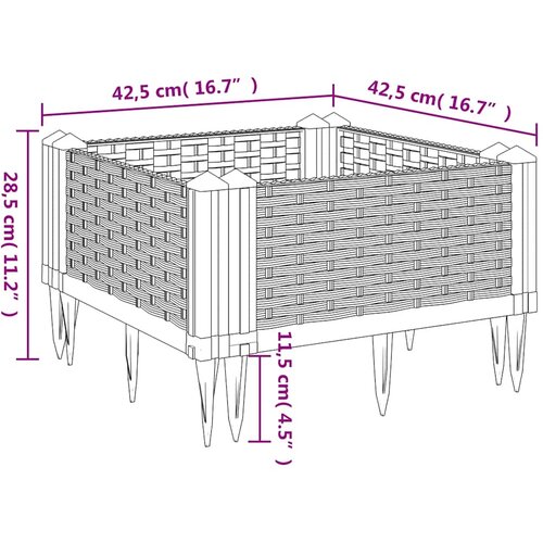  Vrtna sadilica s klinovima plava siva 42,5 x 42,5 x 28,5 cm PP Slike