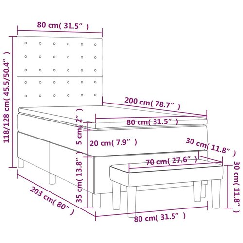 VidaXL Okvir kreveta s oprugama i madrac krem 80x200 cm od tkanine Slike