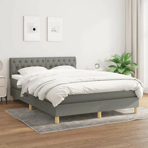 Box spring postelja z vzmetnico temno siva 140x200 cm blago, (20723443)
