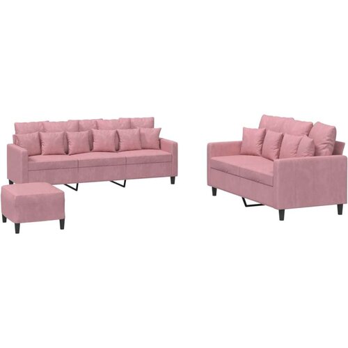  3-dijelni set sofa s jastucima ružičasti bar&amp;scaron;unasti Slike