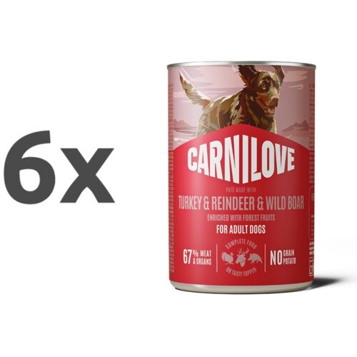 Carnilove Dog Adult konzerva, pate - puran, jelen in divja svinja - 400 g 6 x 400 g Cene