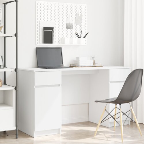 vidaXL miza bela 140x49x76 cm inženirski les Cene