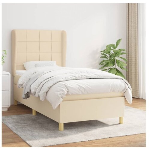 VidaXL Okvir kreveta s oprugama i madrac krem 80x200 cm od tkanine Slike