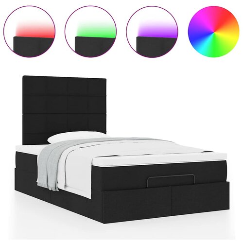 vidaXL Otomanski posteljni okvir z vzmetnico črn 120x190 cm blago, (21608171) Cene