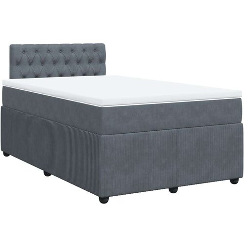 vidaXL Box spring postelja z vzmetnico temno siv 120x190 cm žamet, (21321203) Cene
