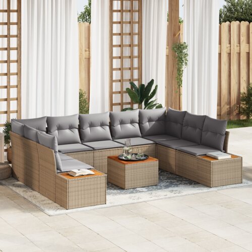 vidaXL 6 komadna vrtna sofa set s jastučićima bež poli ratan akacija Cene