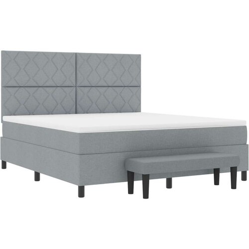 VidaXL svijetlosivi Krevet s Madracem i Klupicom 180x200 cm od Tkanine Slike