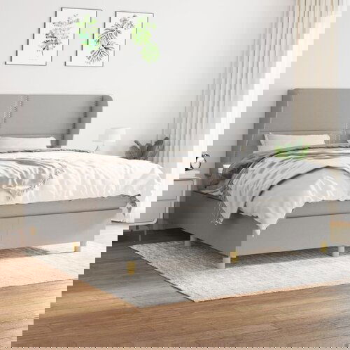  The Living Store Box spring postelja z vzmetnico svetlo siva 160x200 cm žamet - Box Spring Postelja, (21489216) Slike