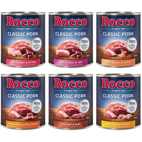 Rocco Classic Pork 6 x 800 g Miks: govedina/jagnjetina, piščanec/puran, piščanec/teletina, govedina/perutninska srca, piščanec/losos, govedina/piščanec Cene