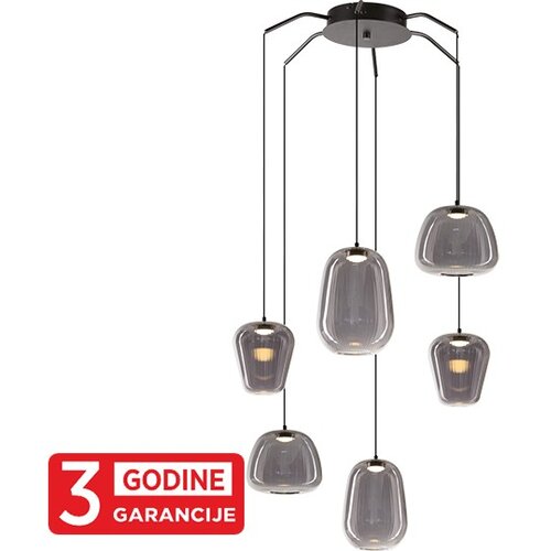 Mitea Lighting Visilica crna ETERNA MAP9461-6 6x4W 3000K + smoky LED 3Y Cene