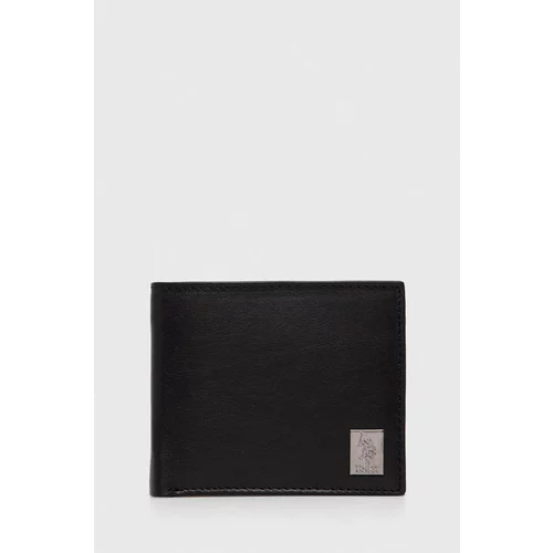 U.S. Polo Assn. Usnjena denarnica moški, črna barva