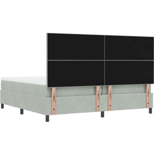  Krevet s Box Springom madracem i klupicom svjetlosive boje 200x200 cm bar&amp;scaron;un Slike