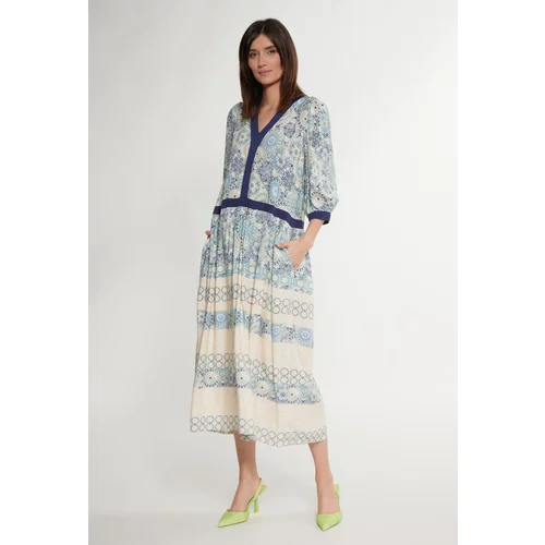 Monnari Woman's Midi Dresses Patterned Midi Dress Multi Blue
