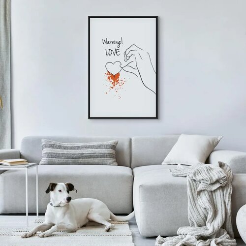  Slika - Warning! Love (1 Part) Vertical 80x120 U crnom drvenom okviru Cene