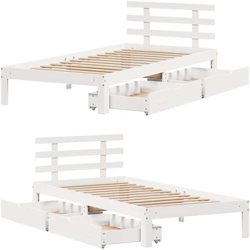 VidaXL Okvir kreveta s ladicama bez madraca bijeli 100x200 cm Slike