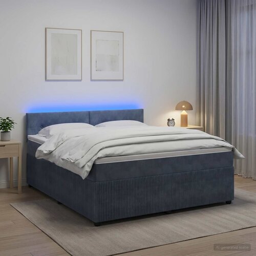  Boxspring krevet s madracem Tamnosiva 140 x 190 cm Baršun Cene