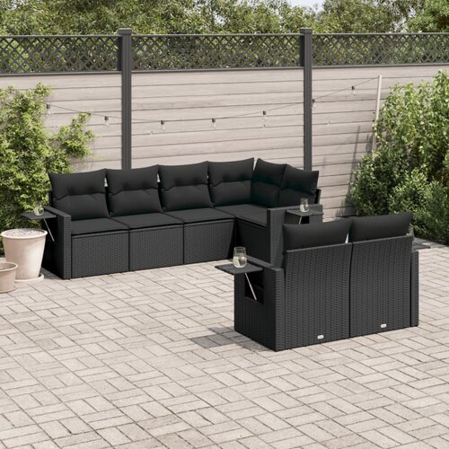  7-dijelni set vrtnih sofa od poliratana s jastucima crni Crna 85 x 62 x 69 cm Cene