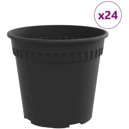  Okrugla saksija za cveće 24 pcs Crna &amp;Oslash; 17 x 14 cm Plastika - Crna &amp;Oslash; 19 x 16 cm 24 Slike