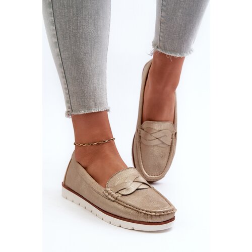 EVENTO Women's Loafers Made of Eco Leather in Gold Nestalia Cene