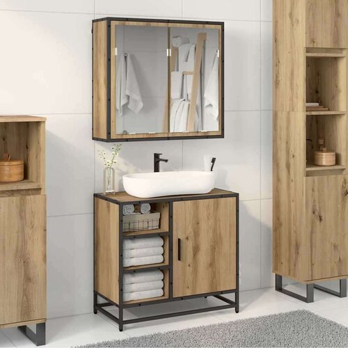 vidaXL Komplet pohi&scaron;tva za kopalnico z vrati 2 pcs artisan hrast Cene