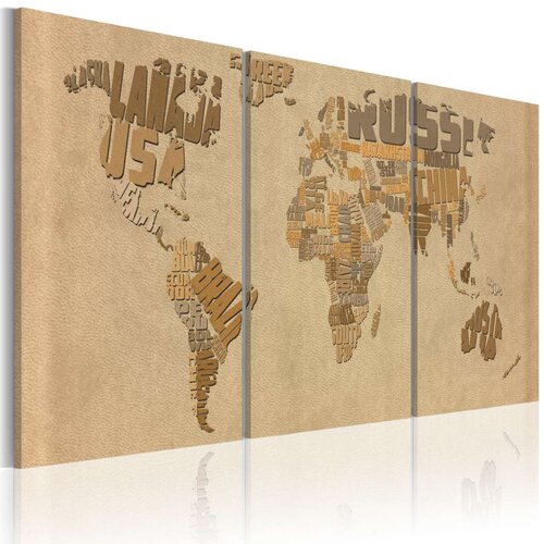  Slika - The world map in beige and brown 120x60 Slike