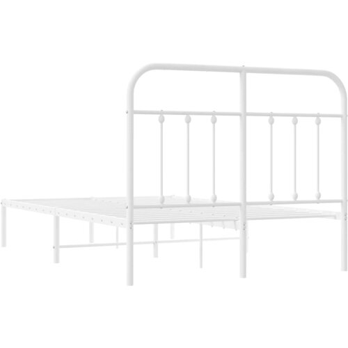  Metalni okvir za krevet s uzglavljem bijeli 120 x 190 cm Slike
